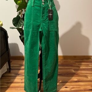 Green Corduroy Women Jeans